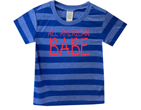 All American Babe Tee, Royal Stripe(Toddler, Youth)
