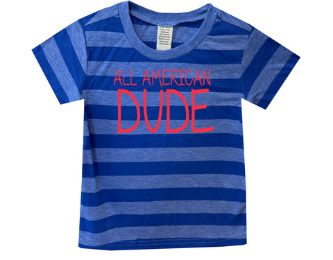 All American Dude Tee, Royal Stripe(Toddler, Youth)