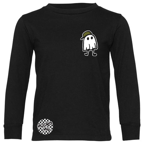 Pocket Ghost Long Sleeve Shirt, Black (Infant, Toddler, Youth, Adult)