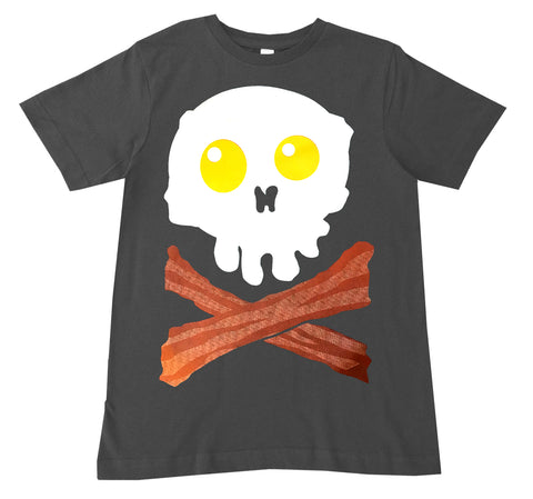 Bacon Skull Tee, Charcoal   (Infant, Toddler, Youth, Adult)