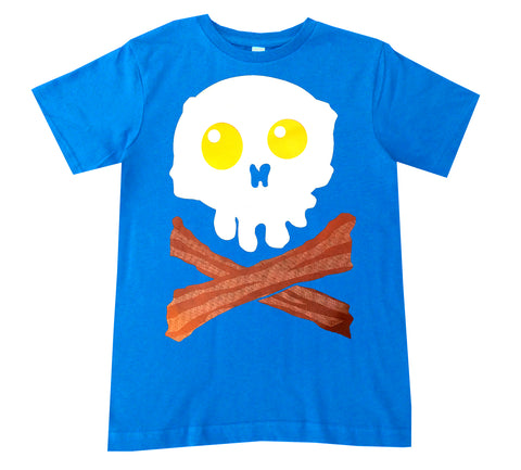 Bacon Skull Tee,Neon Blue (Infant, Toddler, Youth, Adult)