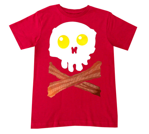 Bacon Skull Tee, Red (Infant, Toddler, Youth, Adult)