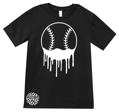 Baseball Drip Tee, Black (Infant, Toddler, Youth, Adult)