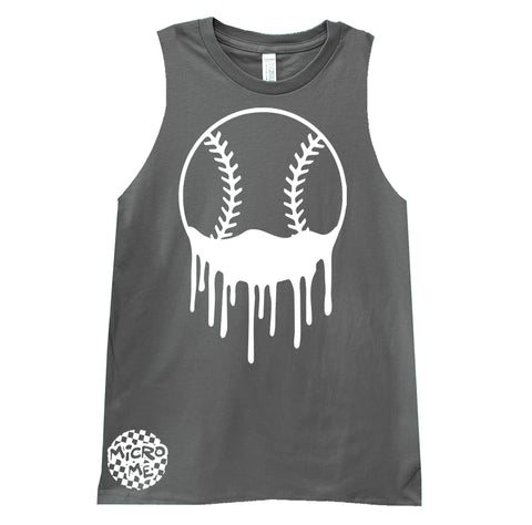 Baseball Drip Muscle Tank, Charc (Infant, Toddler, Youth, Adult)