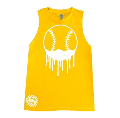 Baseball Drip Muscle Tank, Gold (Infant, Toddler, Youth, Adult)