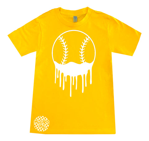 Baseball Drip Tee, Gold (Infant, Toddler, Youth, Adult)
