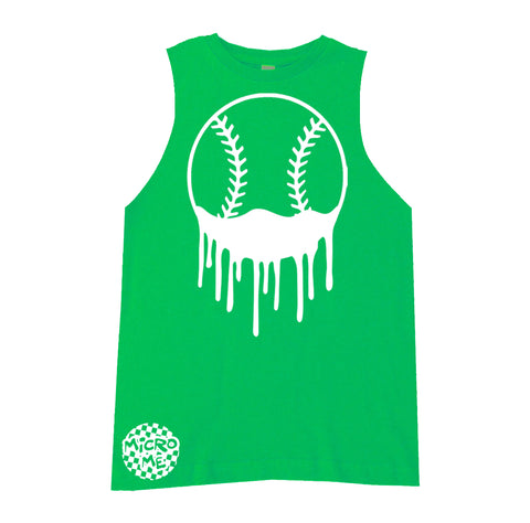 Baseball Drip Muscle Tank, Green (Infant, Toddler, Youth, Adult)