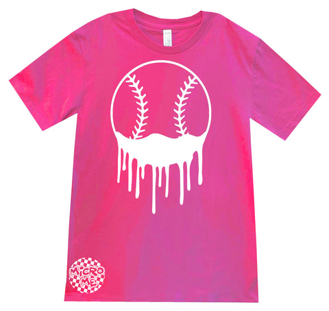 Baseball Drip Tee, Hot Pink (Infant, Toddler, Youth, Adult)