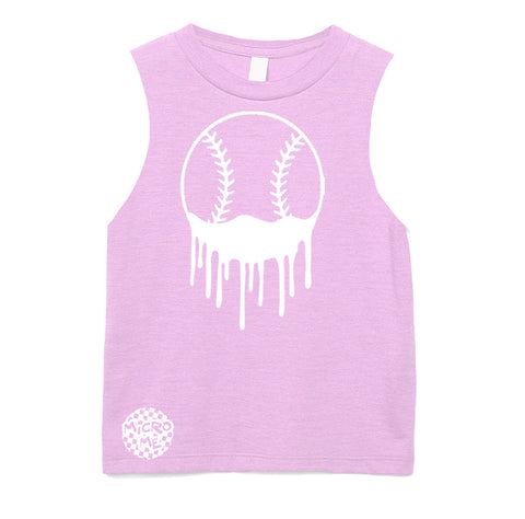 Baseball Drip Muscle Tank, Lt. Pink (Infant, Toddler, Youth, Adult)
