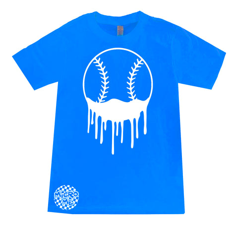 Baseball Drip Tee, Neon Blue (Infant, Toddler, Youth, Adult)