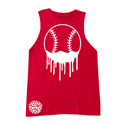 Baseball Drip Muscle Tank, Red  (Infant, Toddler, Youth, Adult)