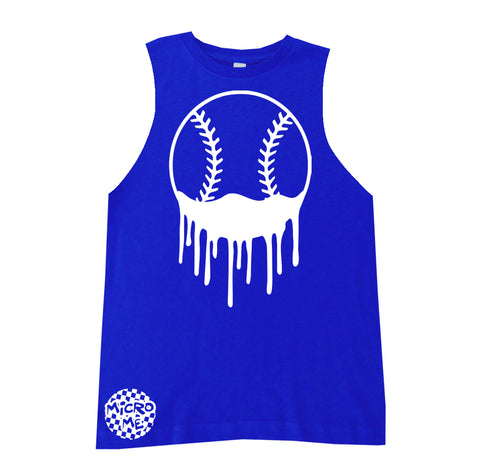 Baseball Drip Muscle Tank, Royal  (Infant, Toddler, Youth, Adult)