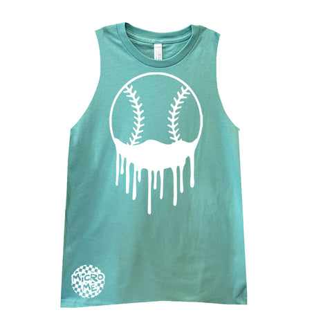 Baseball Drip Muscle Tank, Saltwater  (Toddler, Youth, Adult)