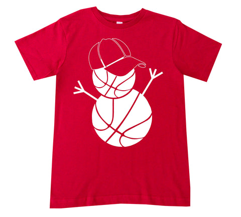 Basketball Snowman Tee Shirt, Red (Infant, Toddler, Youth)