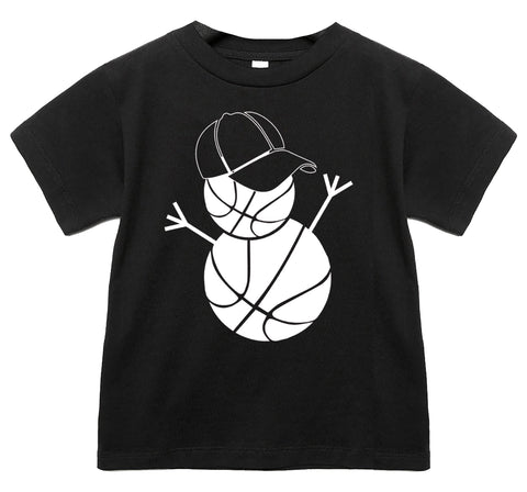 Basketball Snowman Tee Shirt, Black (Infant, Toddler, Youth)