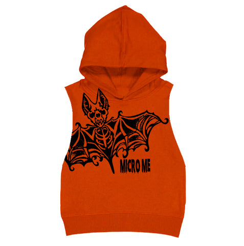 Bat Skelly Fleece Muscle Tank, Orange (Toddler, Youth, Adult)