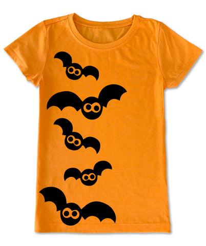 Bats GIRLS Fitted Tee, Orange (Youth, Adult)