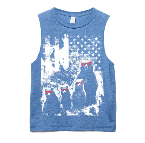 Bear Country Muscle Tank, Carolina Blue (Toddler, Youth, Adult)