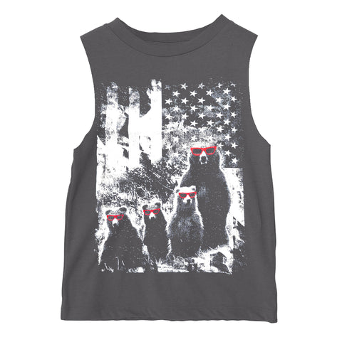 Bear Country Muscle Tank, Charcoal (Toddler, Youth, Adult)