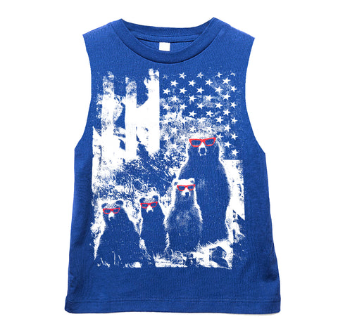 Bear Country Muscle Tank, Royal (Toddler, Youth, Adult)