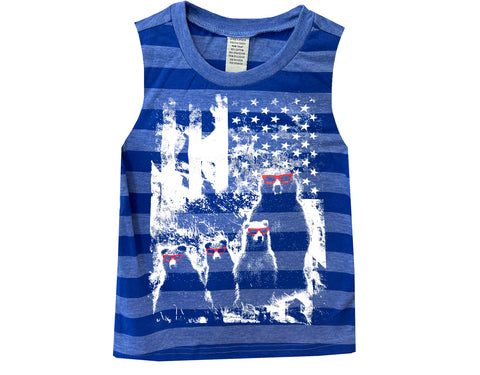 Bear Country Muscle Tank, Royal Stripe(Toddler, Youth)