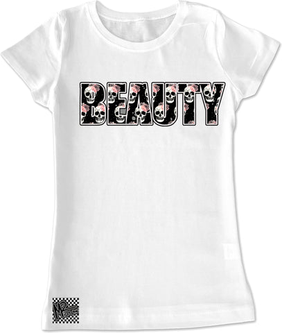 ZS- Beauty GIRLS Fitted Tee, White (Youth, Adult)