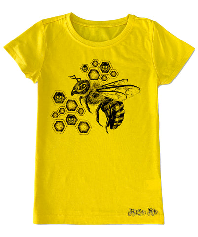 SB-Dotted Bee GIRLS Fitted Tee, Yellow (Youth, Adult)
