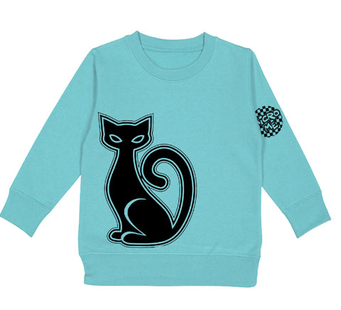 Black Cat Sweatshirt, Saltwater  (Toddler, Youth)