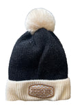 Black/Natural Peach Patch Beanie, (MED/LARGE)