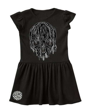 Checker Drip Skull Dress, Black (Infant, Toddler)