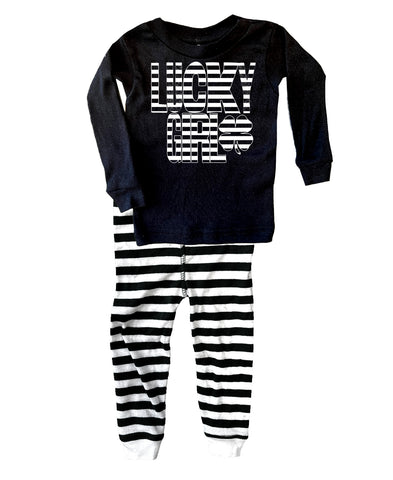 Lucky Girl Jammies, Blk Stripe/Black (Infant, toddler, youth,adult)