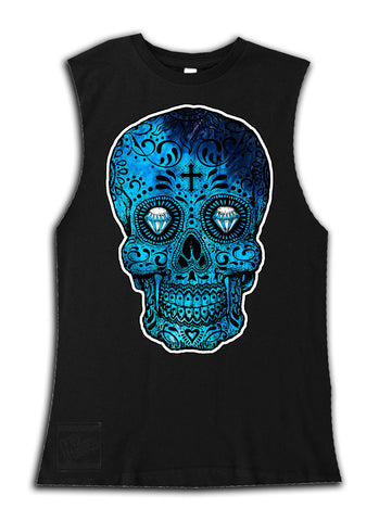 H-Blue Tie Skull Muscle Tank, Black (Infant, Toddler, Youth, Adult)