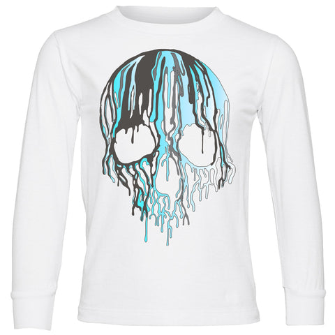 Blues Drip Skull LS Shirt, White (Infant, Toddler, Youth , Adult)