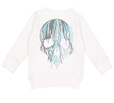 *Blues Drip Skull Crew Sweatshirt, White (Toddler, Youth, Adult)