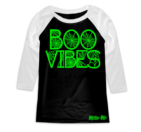 Boo Web Vibes Raglan, B/W & Green (Toddler, Youth)