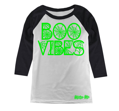 Boo Web Vibes Raglan, W/B & Green (Infant, Toddler, Youth)