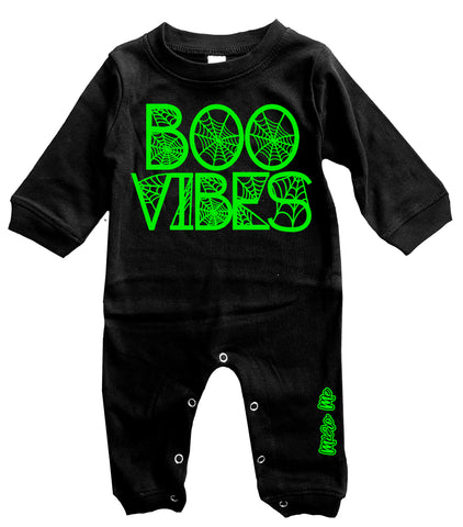 Boo Web Vibes Romper, Black/Green (Infant)