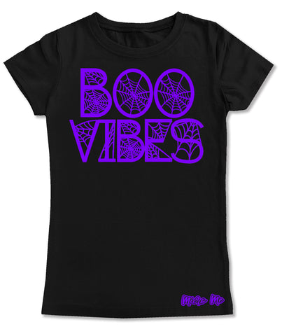 Boo Web Vibes GIRLS Fitted Tee, Black/Purple (Youth, Adult)