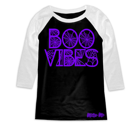 Boo Web Vibes Raglan, B/W & Purple (Toddler, Youth)