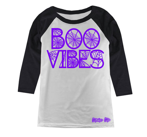 Boo Web Vibes Raglan, W/B &Purple (Infant, Toddler, Youth)