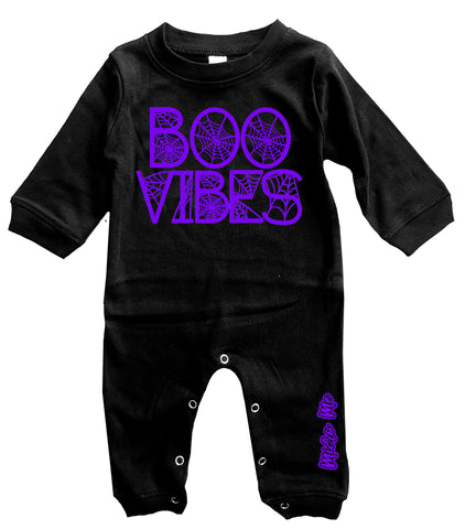 Boo Web Vibes Romper, Black/Purple(Infant)
