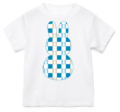 Bunny Checks Tee, White  (Infant, Toddler, Youth, Adult)