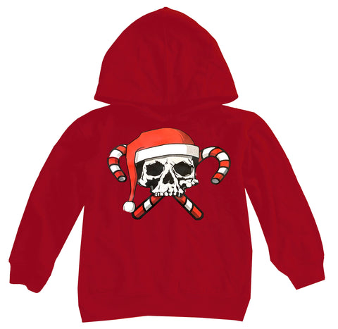 Candy Cane Skull Hoodie, Red (Infant, Toddler, Youth, Adult)