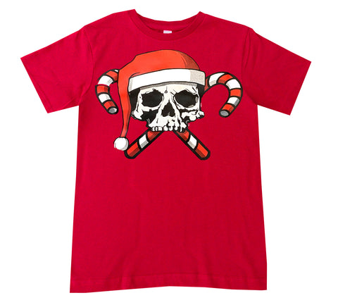 Candy Cane Skull Tee, Red (Infant, Toddler, Youth, Adult)