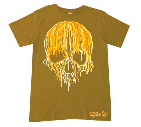 Candy Corn Drip Skull Tee, Mustard  (Infant, Toddler, Youth, Adult)