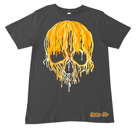 Candy Corn Drip Skull Tee,  Charcoal (Infant, Toddler, Youth, Adult)