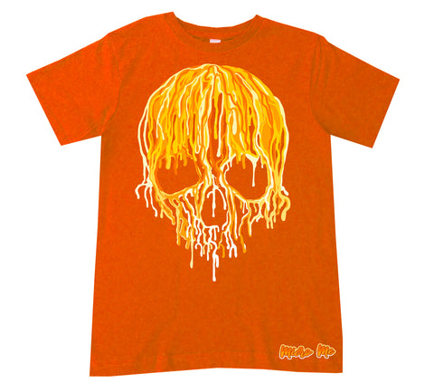 Candy Corn Drip Skull Tee, Orange  (Infant, Toddler, Youth, Adult)