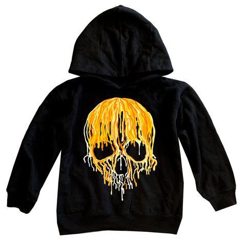 Candy Corn Drip Skull Hoodie, Black (Toddler, Youth, Adult)