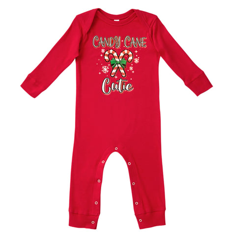 Candy Cane Cutie Romper, Red OR Black (Infant)