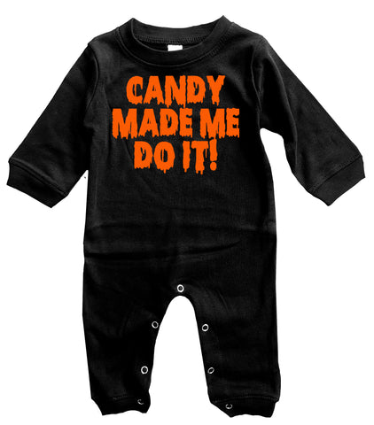 Candy Made Me Do It Raglan Romper, Black- (Infant)